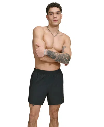 Dkny Men's Tonal Logo Stretch 5" Volley Shorts In Black