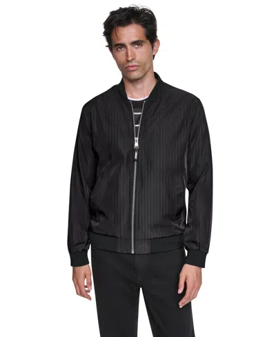 Dkny Men's Twill Bomber Jacket In Black