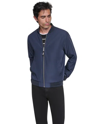 Dkny Men's Twill Bomber Jacket In Blue