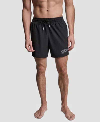Dkny Men's Varsity Logo Stretch Volley Swim Shorts In Black