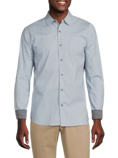 Dkny Men's Watson Geometric Sport Shirt In Cerulean