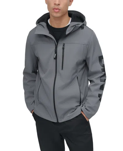 Dkny Men's Zip-front Hooded Logo Jacket In Castlerock