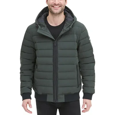 Dkny Mens Cold Weather Water Resistant Bomber Jacket In Green