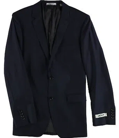 Pre-owned Dkny Mens Slim Two Button Blazer Jacket In Blue