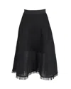 Dkny Mesh Midi Skirt In Black Polyester In Black
