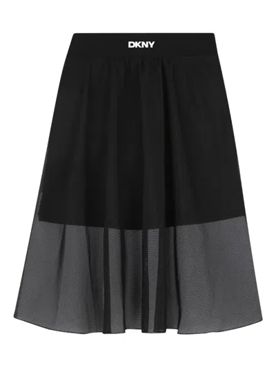 Dkny Kids' Mesh-overlay Skirt In Black