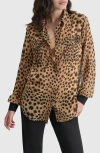 Dkny Metallic Animal Print Button-up Shirt In Cheetah Repeat