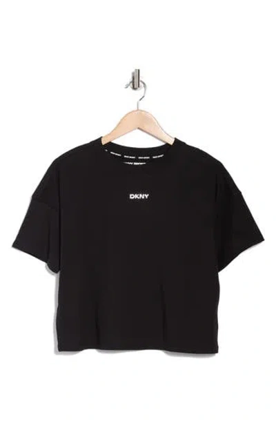 Dkny Metallic Bubble Logo Cotton T-shirt In Black