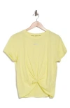 Dkny Metallic Bubble Logo Knot Front T-shirt In Citrus