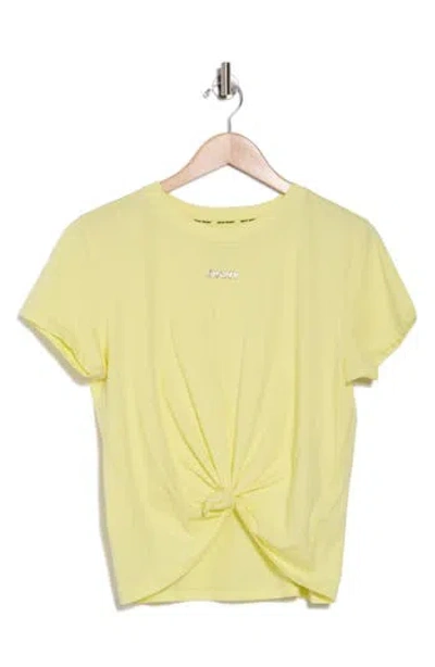 Dkny Metallic Bubble Logo Knot Front T-shirt In Citrus