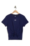 Dkny Metallic Bubble Logo Knot Front T-shirt In Galaxy