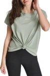 Dkny Metallic Bubble Logo Knot Front T-shirt In Lily Pad