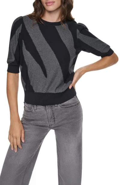 Dkny Metallic Colorblock Sweater In Gray