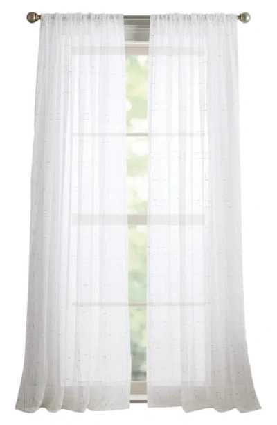 Dkny Metallic Grid Set Of 2 Curtain Panels In White/gold