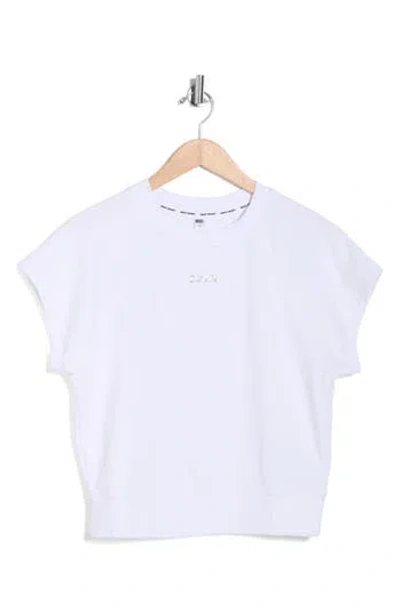 Dkny Metallic Logo Cap Sleeve Sweatshirt In White