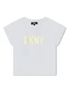 Dkny Metallic Logo-print Organic Cotton T-shirt In White