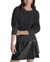 Dkny Womens Metallic Crewneck Pullover Sweater In Black