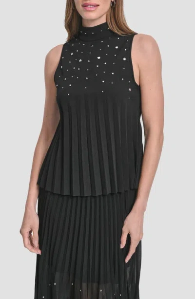 Dkny Metallic Studded Pleated Scuba Crepe Top In Multi