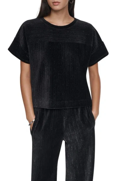 Dkny Metallic Velvet T-shirt In Black