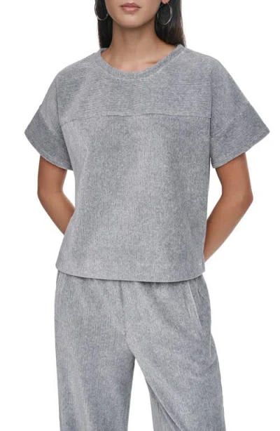 Dkny Metallic Velvet T-shirt In Gray
