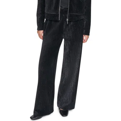 Dkny Metallic Velvet Wide Leg Pants In Blue