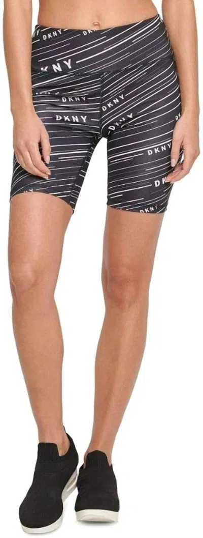 Dkny Meterorite Print High Waist Bike Shorts In Black