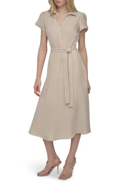 Dkny Midi Shirtdress In Beige