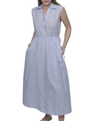 Dkny Midi Smocked Cut Out Back Dress In Gray