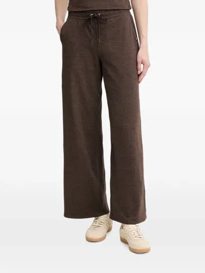 Dkny Mid-rise Space-dye Wide-leg Track Pants In Brown