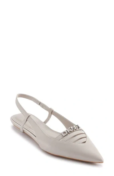 Dkny Mikado Slingback Pointed Toe Flat In Soft White