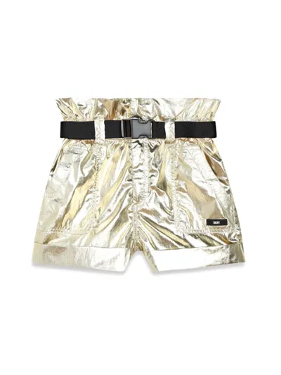 Dkny Mini Belted Shorts In Neutral