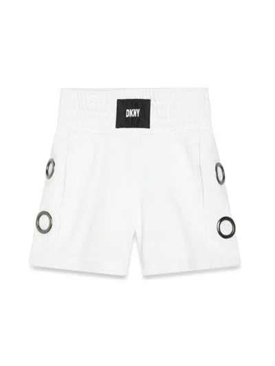 Dkny Mini Cotton Shorts For Girls In White