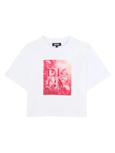 Dkny Mini Graphic Tee For Girls In White