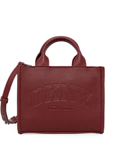 Dkny Mini Handle Logo-debossed Tote Bag In Brown