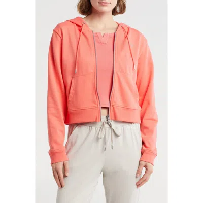 Dkny Mini Stud Logo Zip Hoodie In Coral