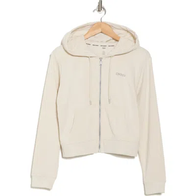 Dkny Mini Stud Logo Zip Hoodie In Light City Khaki