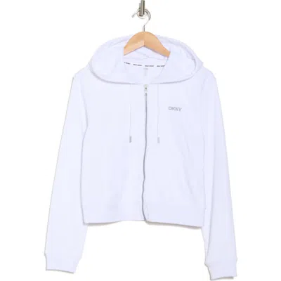 Dkny Mini Stud Logo Zip Hoodie In White