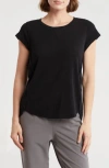 Dkny Mini Waffle Embroidered Logo T-shirt In Black