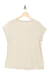 Dkny Mini Waffle Embroidered Logo T-shirt In Light City Khaki