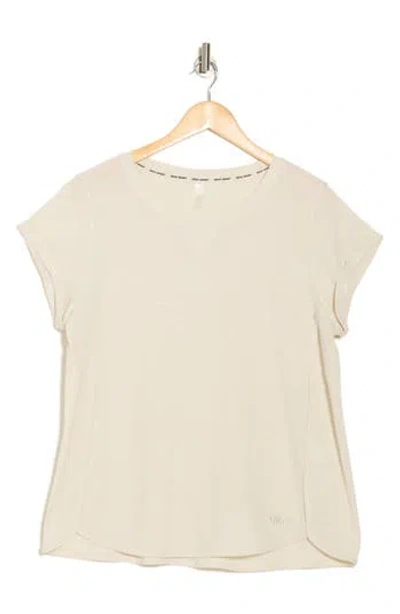 Dkny Mini Waffle Embroidered Logo T-shirt In Light City Khaki