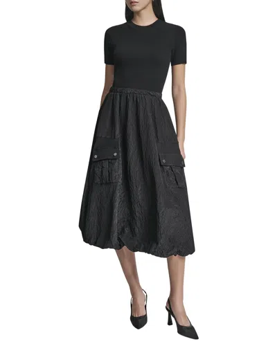 Dkny Mix Media Cargo Pocket Sweaterdress In Black