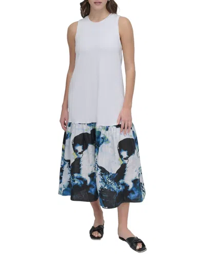 Dkny Mix Media Midi Dress In Multi