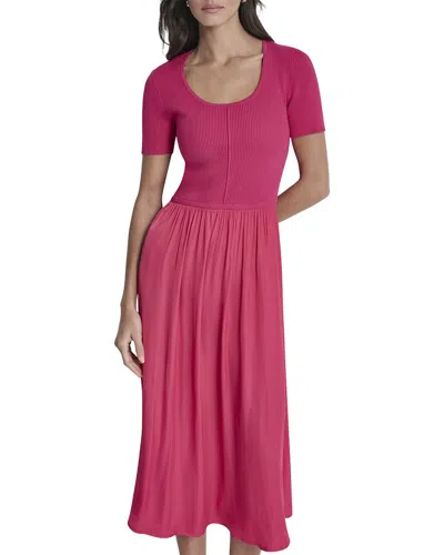 Dkny Mix Media Spun Sweaterdress In Pink