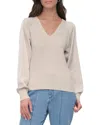 Dkny Mix Media V-neck Sweater In Neutral