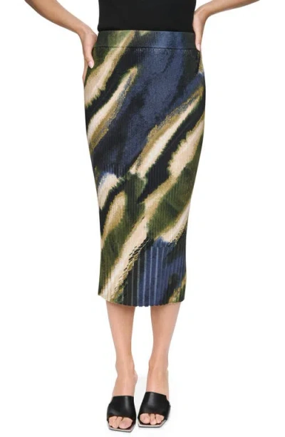 Dkny Mix Rib Midi Sweater Skirt In Multi
