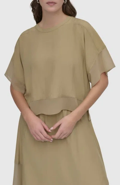Dkny Mixed Media Dolman Sleeve Top