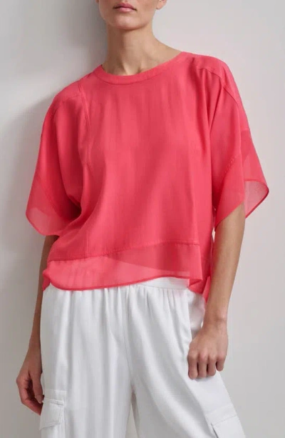 Dkny Mixed Media Dolman Sleeve Top In Pink