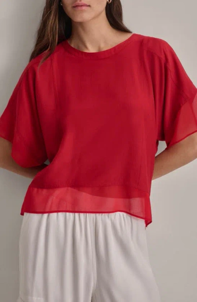 Dkny Mixed Media Dolman Sleeve Top In Red