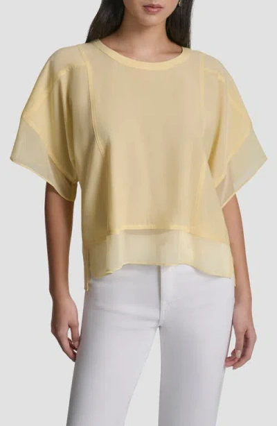 Dkny Mixed Media Dolman Sleeve Top In Yellow