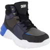 Dkny Men's Mixed Media Two Tone Lightweight Sole Hi Top Sneakers In Gray